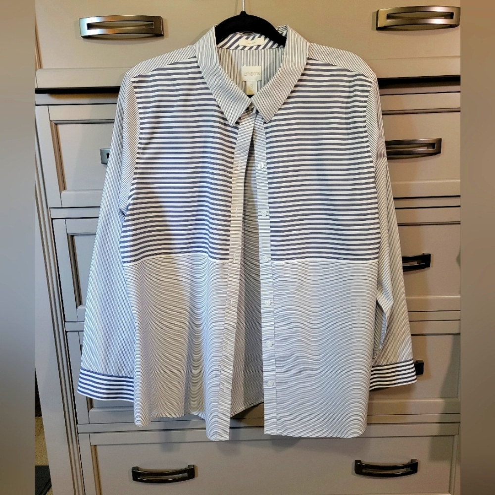 Chico's stripped long sleeve shirt
